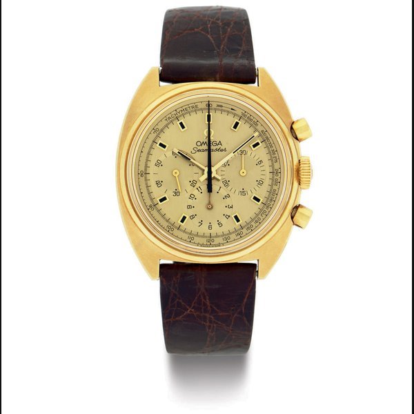 Omega OMEGA. AN 18K GOLD CHRONOGRAPH WRISTWATCH SIGNED OMEGA, SEAMASTER, MOVEMENT NO. 27710727, REF. 145.016, MANUFACTURED IN 1969