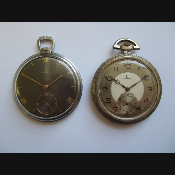 Omega A lot of two Omega open face keyless wind pocket watches (AF)