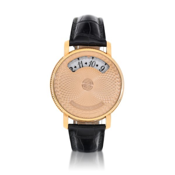 Andersen Geneve Montre À Tact | A limited edition pink gold wristwatch with wandering time display, Circa 2002 | Montre À Tact | 限量版粉紅金腕錶，備扇形時間顯示，約2002年製